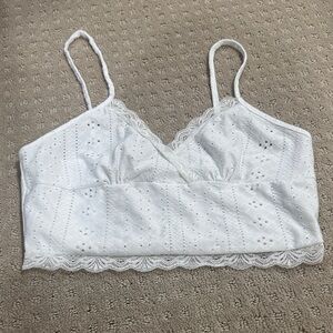 SHEIN White Eyelet Detail Top